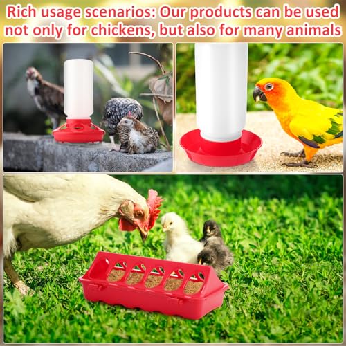 Honeydak 14 Pcs Chick Starter Kit Baby Chick Feeder and Waterer Set – Flip Top Poultry Feeder, 1l Water Dispensers, Perches, Gloves & Metal Feed Shovel for Ducklings, Quails Farming Supplies