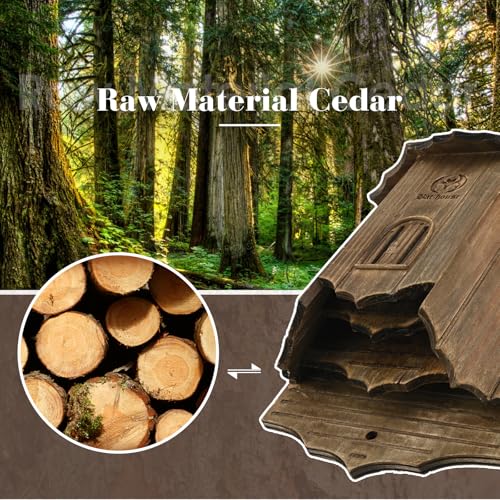 VIREESR Bat House for Outdoors, Castle 3-Chamber Bat Box, 100-Capacity | Cedar Wooden Bat House, Bat Boxes for Outside for Tree, 3 Chamber Design to Attract Bats, Weather-Resistant, Brown - size: Brown