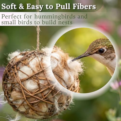 Hummingbird Nesters Bird Nesting Material Holder for Wild Birds Humming Bird House Materials Gifts for Bird Watching Nature Lovers Refillable Outdoor Bird Station (3 Balls Safe Nesting Starter Kit) - color: 3 Balls Safe Nesting Starter Kit