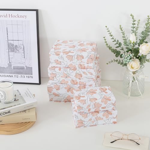 Soul & Lane - Nesting Decorative Storage Boxes with Magnetic Lids, Set of 5 | Floral Cardboard Keepsake Boxes with Magnet Closure, Pretty Memory and Gift Organizers for Photos and Home Decor - color: Canvas Bloom