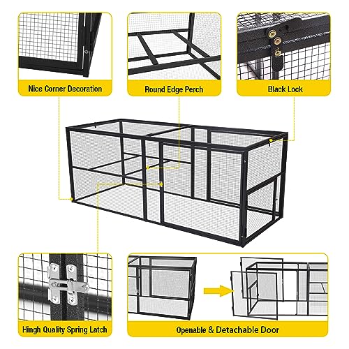 Aivituvin 71in Chicken Coop Run Extension Outdoor Rabbit Expansion Pen for Aivituvin Chicken Coop Hutch,Removable Doors for Easy Combination - color: Grey
