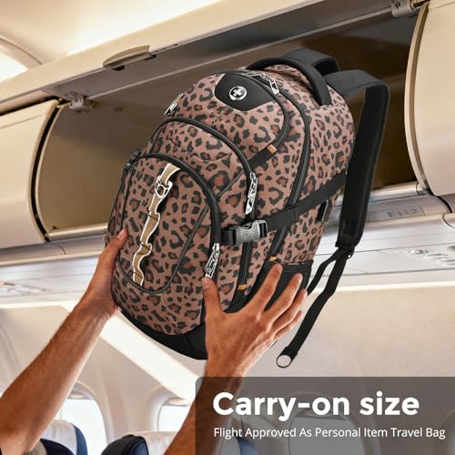 Swissdigital Laptop Backpack, Brown Leopard, SD803-103 | USB Charging Port, Travel Backpack, 31l Capacity, Backpack For Men and Women - color: Brown Leopard
