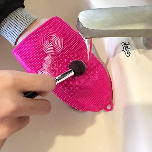 Makeup Brush Cleaner Glove Mat Mitt Silicone Cosmetic Cleaning Scrubber Tool Face Brushes and Eye Brush Washing Pad Light Purple - color: Light Purple