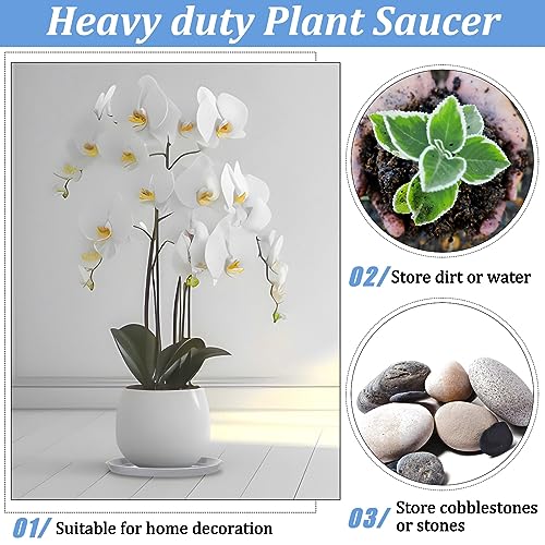 Eccliy 6 Pack Plastic Plant Saucer Heavy Duty Planter Saucers Large Plant Pot Saucers Plastic Water Trays for Indoors and Outdoors Flower Plant Plant Drip (White,20 Inch) - color: White, size: 20 Inch, style: Round
