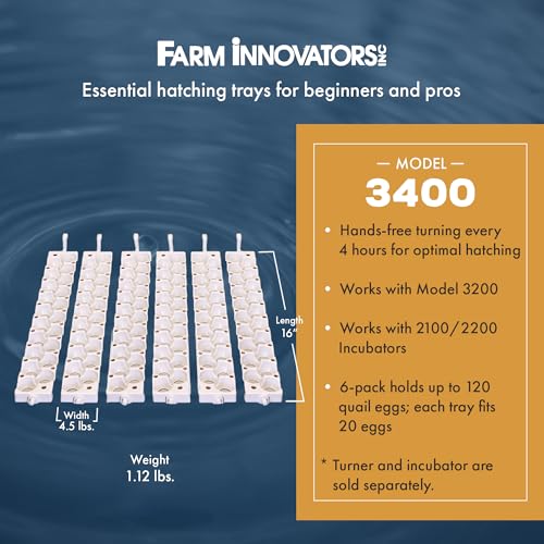 Farm Innovators 6 Pack Quail Rails - 20 Spot Small Egg Trays Only, Fits up to 120 Eggs Total - Compatible with Model 3200 Automatic Egg Turner | For quail and other small eggs; replaces the standard rails on model 3200 automatic egg turner; holds up to 12