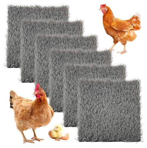 6 Pcs Chickens Nesting Box Pads -12×12",Washable Chickens Nesting Pads Artificial Grass Rug Reusable Hens Nest Boxes Pad Chicken Coop Bedding for Laying Eggs (Grey) - color: 【Grey】
