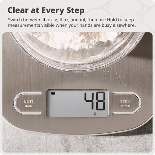 Greater Goods Food Scale, Slim & Compact, 1g Precision (Stainless Steel) | Digital Kitchen Scale for Cooking, Meal Prep & Portion Control, Tare, Auto Shut-Off, g/oz/lb/ml Conversion & Calorie Tracking - color: Stainless Steel
