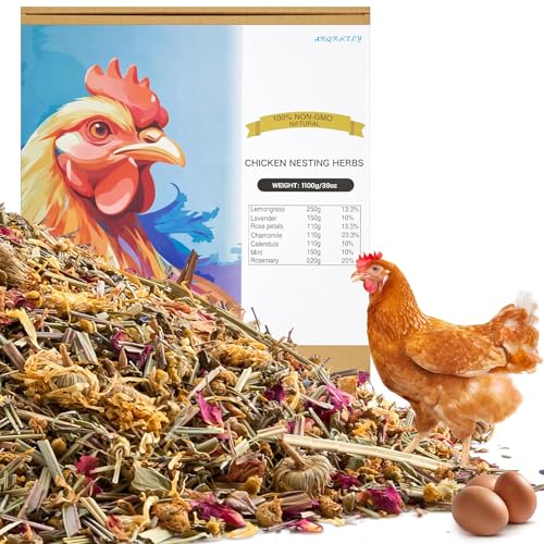 39oz Luxury Chicken Nesting Herbs, 7 Natural Floral & Herbal Blend Nesting Herbs for Chicken Coop Living Bedding, Pads, Boxes and Hen Coop Accessories, Calm Hens, Better Egg Quality - size: 39oz