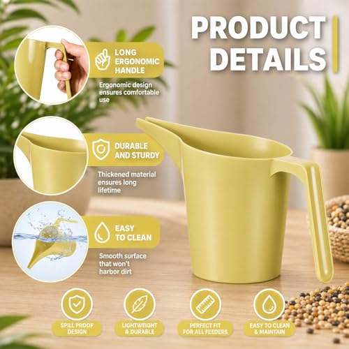 2 Pack Bird Feeder Scoop Set,Pet Food Bird Seed Scoop Large Capacity Suitable Narrow Spout Suitable for Tube Feeders Birds Chicken Livestock Restaurant Kitchen (Beige) - color: Beige