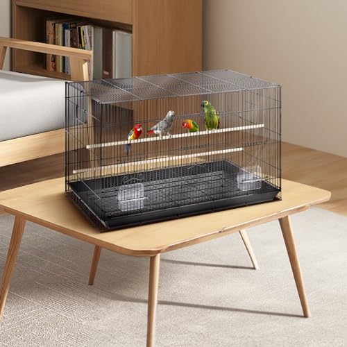 VEVOR 30 Inch Flight Bird Cage, Stackable Bird Cage Parakeet Cage with Slide-Out Tray and Handle, Small Parrots Birdcage for Cockatiels Budgies Conure Macaw Finch Lovebirds Canaries Pigeons - color: Black