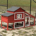 GUTINNEEN Mobile Chicken Coop with Wheels Expandable Chicken Tractor Outdoor Hen House for 2-4 Chickens 67.3" L(Red) - color: Red