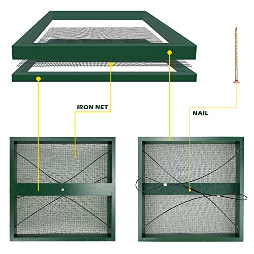 Bird Feeder Hanging Tray, Bird Feeders for Outdoors, Wooden Seed Tray Platform Mesh Seed Platform for Garden Yard Outside Decoration Attracting for Wild Birds (Green-1pk) - color: Green