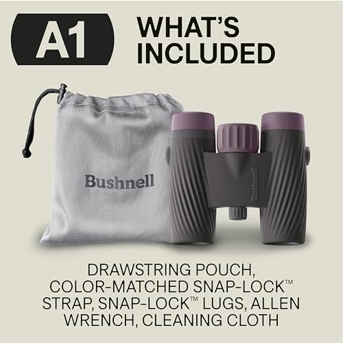 Bushnell A1 8x25 Binoculars Plum Purple | Waterproof, Fogproof, 8X Magnification, Fully Multi-Coated Lenses & Rubber Armor - color: Plum Purple, size: 8x25