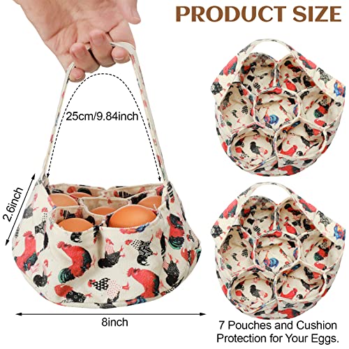 2 Pieces Egg Basket Mini Egg Collecting Bags Gathering Basket with 7 Pouches for Farmhouse Chicken Hen Duck Goose Housewife Garden Transporting Storage, 8 x 2.6 Inch(Cute) - color: Cute