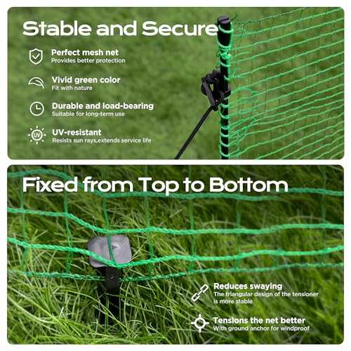 HIDALIFE Temporary Fence with Posts,3‘x50‘ Safety Barrier for Dog Snow Plastic Mesh Fencing with Fiberglass Stake Windbreak Rope,Movable Fencing Roll for Garden Backyard Outdoor Animal Protect - size: 3'x50'
