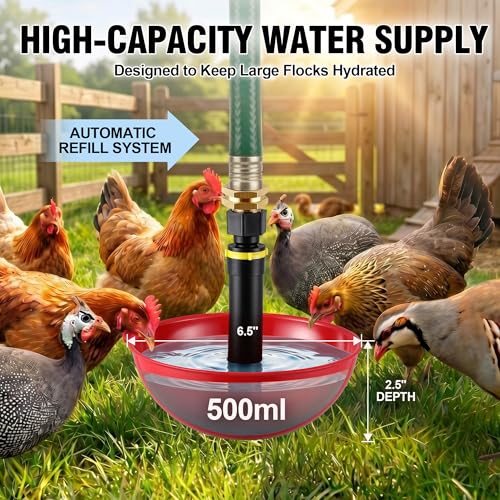 Automatic Poultry Fount with Garden Hose Adapter | Automatic Water Refill, Protective Cover, 3/4" GHT Adapter, Poultry Watering Solution