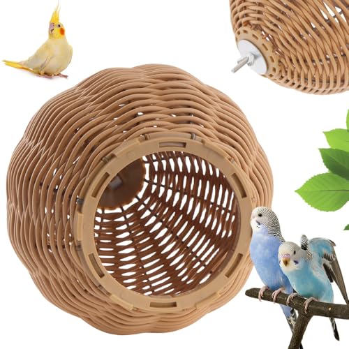 VTurboWay Rattan Bird Nest Chew Resistant Nest House Parrot Egg Laying and Breeding Nest for Bird Parrot Cockatiel Budgie Parakeet Finch Canary
