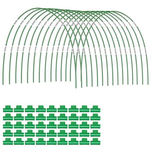 75 PCS Rust-Free Garden Hoops for Raised Beds with Garden Netting Clips | PVC-Coated Greenhouse Hoops, Garden Tunnel Hoops Kit, Plant Support for Row Cover, Netting, Shade Netting, Frost Protection - size: 75PCS
