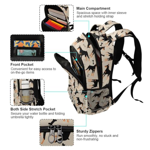 Kids Doberman Cartoon Dog Backpack for Boys Girls School Bags | Elementary Middle, Travel Daypack Lightweight Waterproof with Reflective Strip - color: Doberman Cartoon Dog