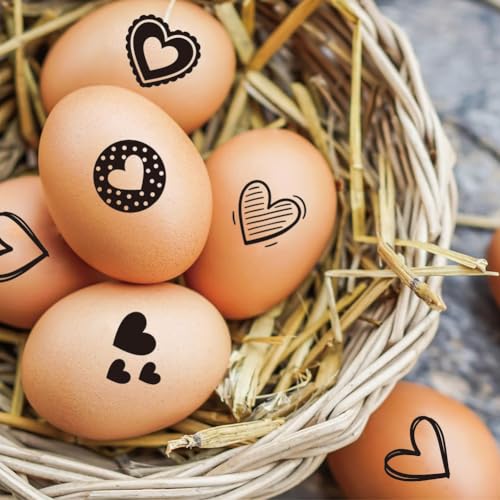 AHANDMAKER 5 Styles Heart Patterns Wooden Rubber Stamps, Love Heart Theme Round Handle Wood Stamps Mini Decorative Wooden Stamp for DIY Crafting Card Valentine's Day Gifts(No Ink Include) - style: Heart