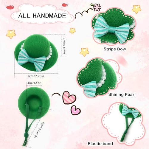 6-Pack Mini Chicken Hats for Hens, Dolls Hats, Cute Decorations | Cotton & Polyester, 2.76 in (7 cm), Adjustable Chin Strap, Fits Small Animals - style: Bowknot-Pearl-New