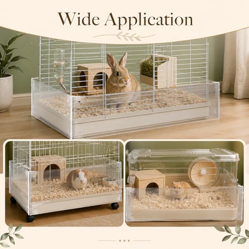 12 Pack Hamster Cage Liner, Clear Cage Accessories Urine Guards | Flexible Plastic Habitat Side Liners with 100 Zip Ties, 14.37x4.53 in Anti-Splash Shield for Rabbit Guinea Pig Hamster Ferret