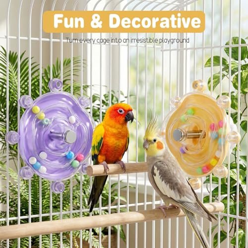 2 Pcs Bird Toys for Parakeets Colorful Budgie Toys Interactive Bird Cage Parrot Cockatiel Toy for Parakeets Cockatiels Conures Cage Small Birds Chewing Exercise Entertainment