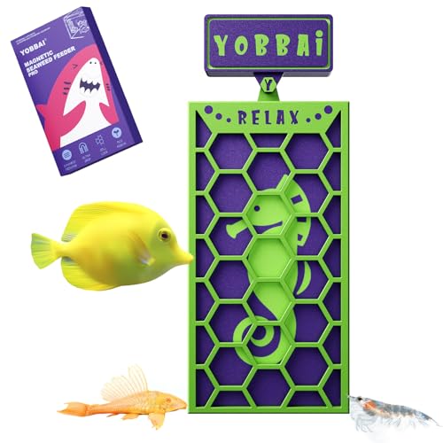 YOBBAI Magnetic Seaweed Feeder, Swinging Motion Nori Feeder, Seaweed Clip for Tangs Angels Freshwater and Shrimp Tanks (Green & Purple) - color: GREEN & PURPLE