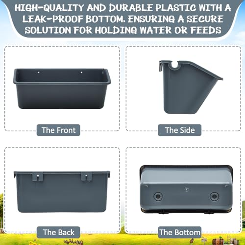 10 Pack Chicken Feeder,5 Quart Hanging Goat Waterer,Dark Gray - color: Dark Gray