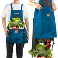 Berry&Bird Harvest Apron, Canvas Gardening Apron with Pockets and Harvesting Pouch Waterproof Harvesting Apron - color: Blue