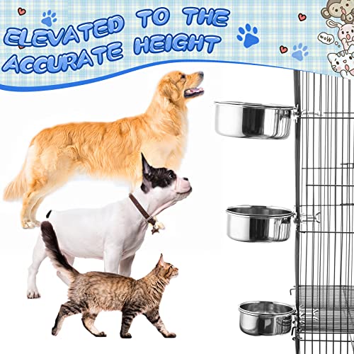 5 Pack Crate Water Dog Bowls 5 Size No Spill Hanging Dog Crate Bowl Stainless Steel Crate Water Cat Bowls Hanging Cage Kennel Dog Feeder Mountable Metal Dog Food Bowls for Dogs Cat Bird