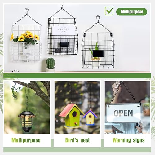 4-Pack 25.5 Inch Hanging Chain with Hooks for Hanging Bird Feeders, Birdbaths, Planters, Lanterns, Wind Chimes, Baskets, Billboards, Decorative Ornaments, Outdoor Indoor Use (Black)