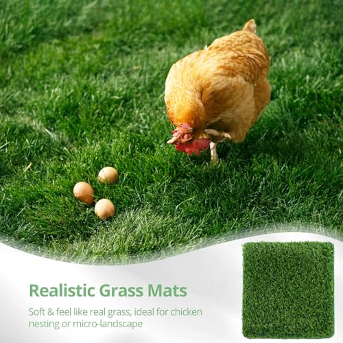 Homaisson 12PCS Chicken Nesting Box Pads, 12'' x 12'' x 1.2'' Artificial Turf Mats, Washable Fake Grass, Nesting Pads for Bedding Grass Rugs for Chicken Coops