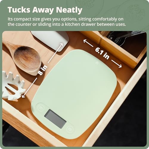 Greater Goods Food Scale, Slim & Compact Build, 1g Precision (Sage Green) | Digital Kitchen Scale for Cooking, Meal Prep & Portion Control, Tare, Auto Shut-Off, g/oz/lb/ml Conversion & Calorie Tracking - color: Sage Green