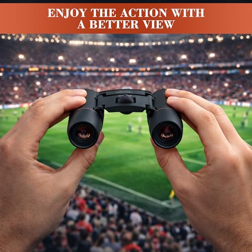 Compact Binoculars, 7X Magnification, Pocket Size, Lightweight | Mini Binoculars for Adults, Bird Watching, Travel & Concerts; Center-Focus; Rubber-Coated Grip; Not Night Vision; Storage Bag