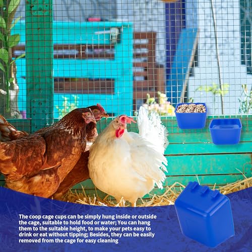 40 Pcs Cage Cups Chicken Feeder Cups 16 oz Hanging Bird Food Water Cups Bunny Cage Feeding Bowl Dish for Pet Parrot Rooster Parakeet Gamefowl Poultry Pigeon Wire Cage(Blue) - color: 16oz-Blue