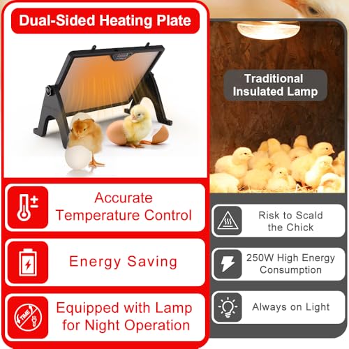 Upgraded Chick Heating Plate with Adjustable Height & Angle, Thermostatic Control Chick Warmer Pad for Enclosed Indoor Space – Ideal for Chicks, Ducklings, Quail, and Birds