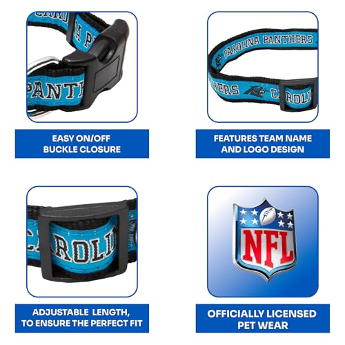 Pets First NFL Carolina Panthers Licensed PET COLLAR, Extra Large - Heavy-Duty, Strong, and Durable Dog Collar. Available in 31 Football Teams and 4 Sizes - color: Carolina Panthers, size: Extra Large