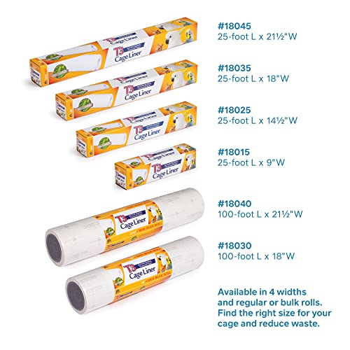 Prevue Pet Products T3 Cage Liner - Bird Cage Accessories, 100 ft Odor Absorbent Protection, Universal Liner for All Birds, Fits Small, Medium, and Large Enclosures, Simplifies Cleaning - Large Size - size: 18 in / 100 ft
