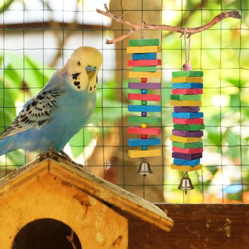 GANAZONO 100Pcs Parrot Wood Blocks Toys Wooden Blocks Bird Chewing Toy Bird Bite Toys Mini Wood Chips DIY Craft for Parrot Playing Chewing | 100Pcs Safe Bite Toy for Small Birds Teething Grinding Fun Mixed Colors for Cockatiels Parakeets and Conures