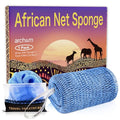 ARCH&M African Net Sponge Authentic Exfoliating Body Scrub Bath Sponge | Back Scrubber, Washcloth for Shower, Travel Toiletry Bag, Real Afroscrub Exfoliator, Bathing Accessories - color: Sky Blue