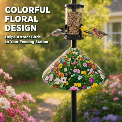 Floral Pattern Squirrel Baffle - Keep Squirrels Away and Attract Birds - Durable Cone - Shaped Squirrel - Proof Guard for Bird Feeders