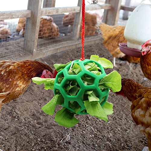 Tirifer 2 PCS Chicken Treat Ball Toy, Chicken Treat Dispenser Feeder Ball Vegetable Hanging Feeder Toy for Hens Chicken Coop Goose Duck Large Birds