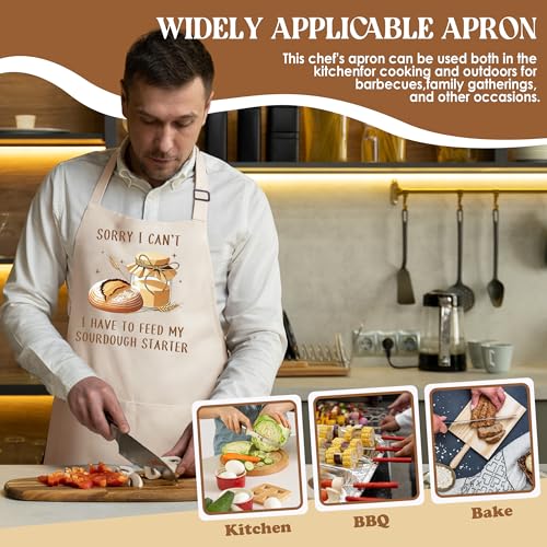 Sourdough Apron for Women with Deep Pockets - Funny Bakers Apron, Unique Sourdough Gifts for Women & Bread Bakers, Adjustable Kitchen Apron for Mom, Mother’s Day Baking Gift - B05 - color: I Have to Feed My Sourdough Starter