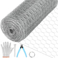 Floral Chicken Wire for Craft, 15.7 Inch x 75 FT Lightweight Galvanized Hexagonal Chicken Wire Netting, Silver Chicken Wire Fence for Garden Poultry Chicken Wire Mesh with Gloves, Wire Ties, Plier - size: 15.7 Inch x 75 FT