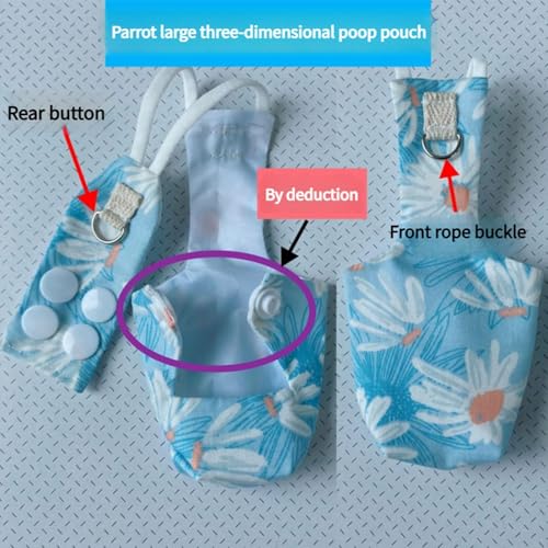 Snap-Closure Parrot Diapers with Adjustable Leash - Washable Bird Flight Suits for Cockatiels, Sun Conures & Quaker Parrots Secure & Chew-Resistant (S – Peachfaced Lovebird + 1m Rope) - size: cockatiel diaper+1 meter rope
