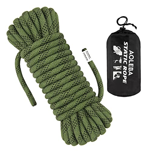 AOLEBA 10.5 mm Static Climbing Rope 10M(32ft) 20M(64ft) 30M(96ft) 50M(160ft) 70M(230ft) Outdoor Rock Climbing Rope, Escape Rope Ice Climbing Equipment Fire Rescue Parachute Rope - color: Green, size: 32ft