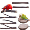 8Pcs Natural Wood Bird Perch Stand, Parrot Perch Branch & Platform for Cage | Wooden Fork Perch and Stick Accessories for Parrotlets Budgies Cockatiels Parakeets Lovebirds Cage