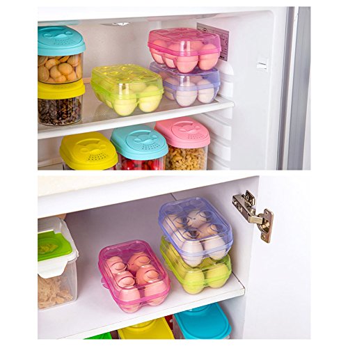 YOHA Clear Egg Storage Box Delicate 6 Girds Egg Dispenser Holder Case Refrigerator Crisper Camping Picnic Travel Portable Egg Carriage,Clear-6 - color: Clear