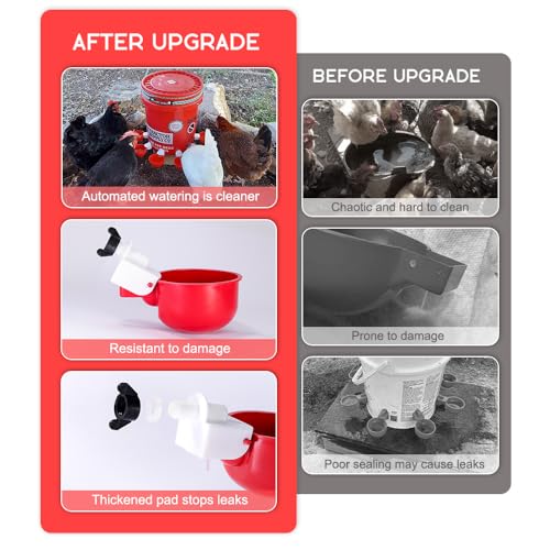 32 Pack Auto Chicken Poultry Waterer Cups Feeder for Diy Chicken Coop Automatic Watering Cup Dispenser Drinker Bebederos De Agua Para Gallinas with Mounting Hole Opener Double Leak-proof Washer - size: 32 Pcs
